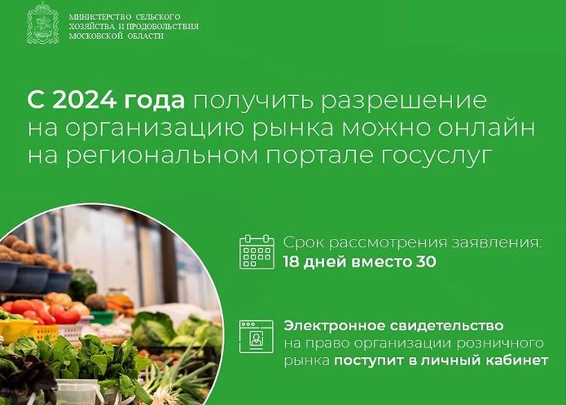 Получить разрешение на организацию рынка в Подмосковье теперь можно за 18 дней!