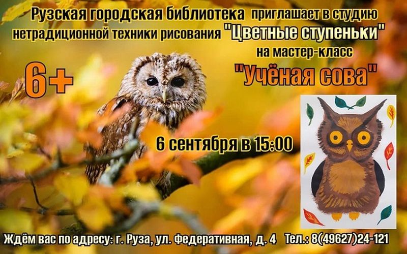 Рузская библиотека приглашает на мастер-класс «Учёная сова»